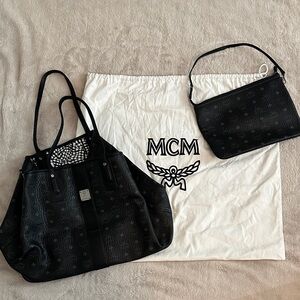 MCM Black Tote and Crossbody Bag Set